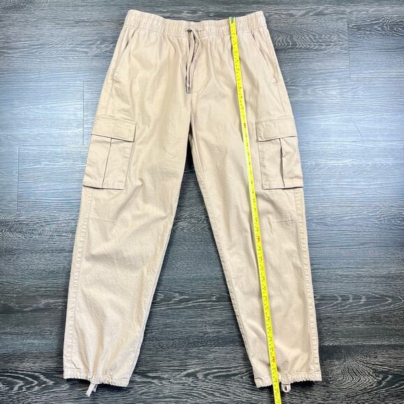 Maison Article Mens Ripstop Cargo Drawstring Pants Size M Ankle Cinch Khaki - Picture 4 of 9